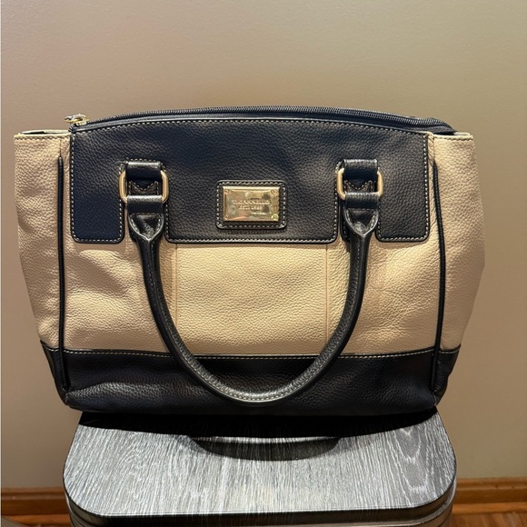 Tignanello Black and Cream Satchel - Picture 1 of 9